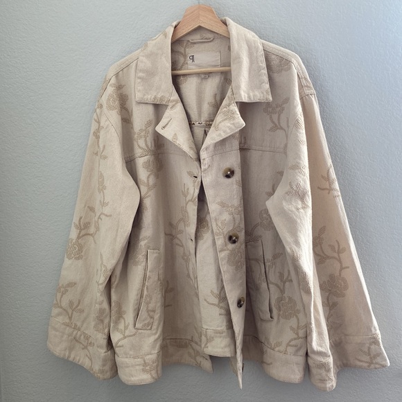 Anthropologie Pilcro Oversized Embroidered Button Down Jacket - Picture 15 of 16